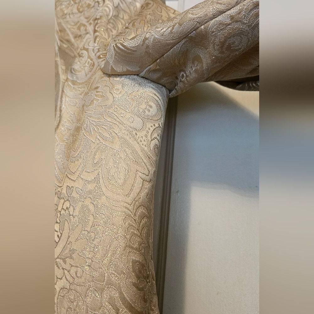 Vintage Victor Cosa Gold Paisley Jacket, Ostrich Feather, Rhinestone Buttons. - Picture 4 of 12